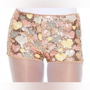 Forever 21 Pink Sequin Heart Patterned Shorts as Small